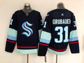 Men's Seattle Kraken  Philipp Grubauer #31 Navy Home Breakaway Player Jersey1