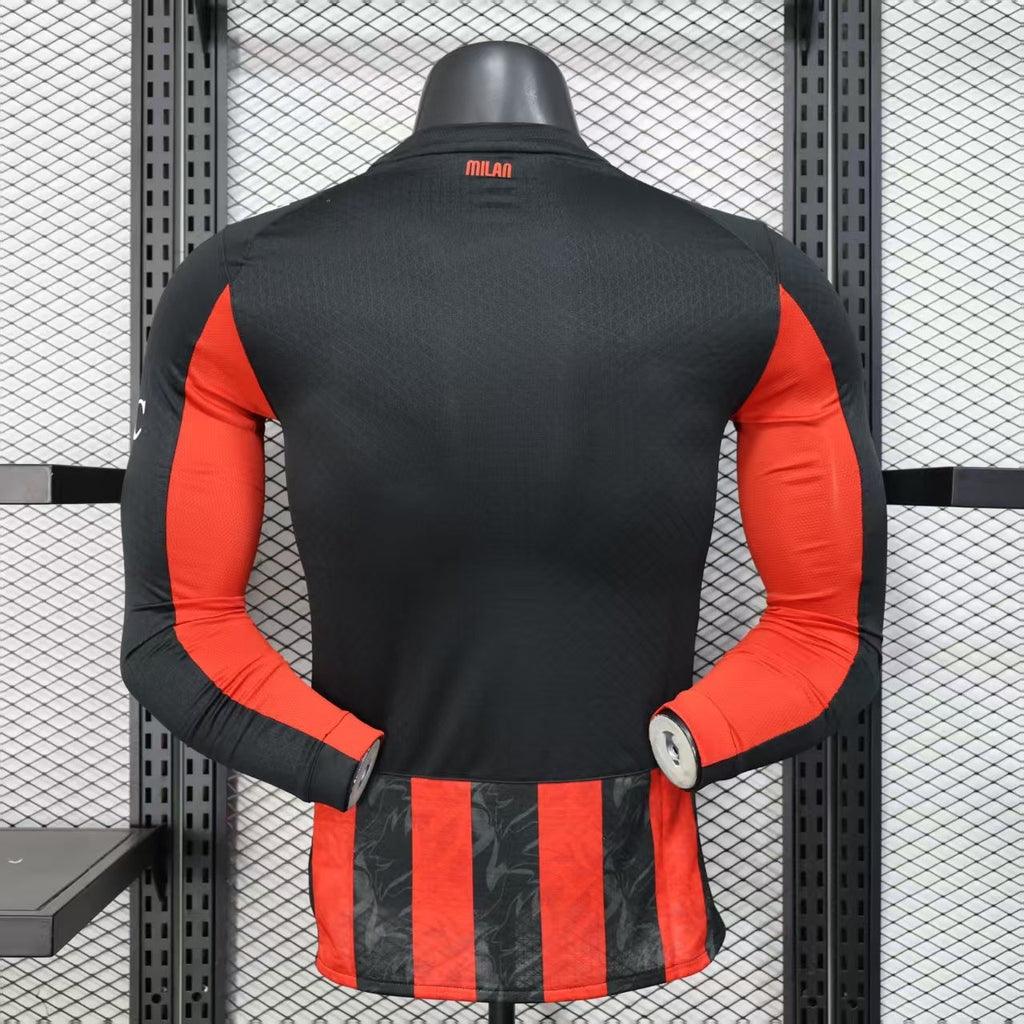 2025-26 AC Milan Home Long Sleeve Player Version Jersey - Men's
