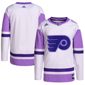 Men's Philadelphia Flyers White/Purple Hockey Fights Cancer Primegreen Authentic Blank Practice Jersey1