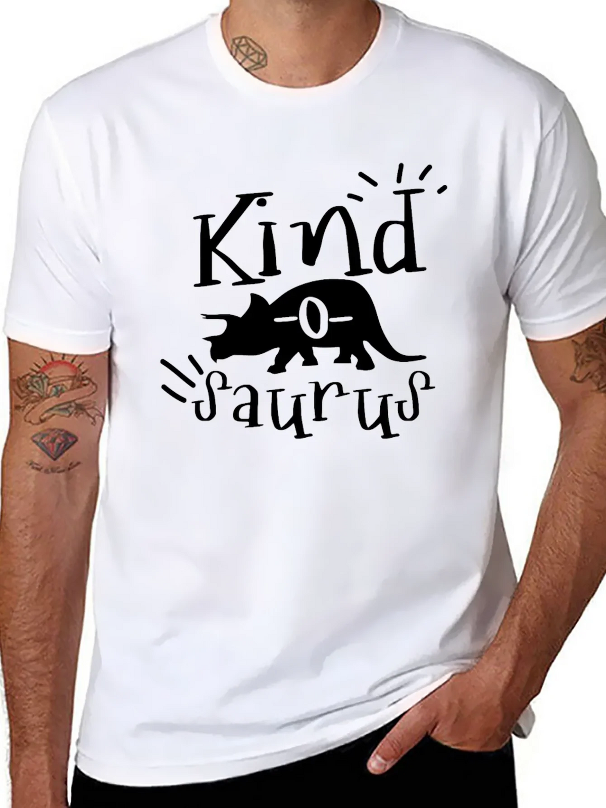 Kindasaurus Black Graphic Tee - Dinosaur Lovers T-Shirt