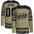 Men's Carolina Hurricanes Camo Military Appreciation Team Authentic Custom Practice Jersey1