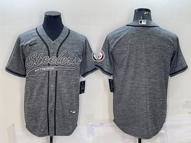 Men's Pittsburgh Steelers Gray Blank Jersey1