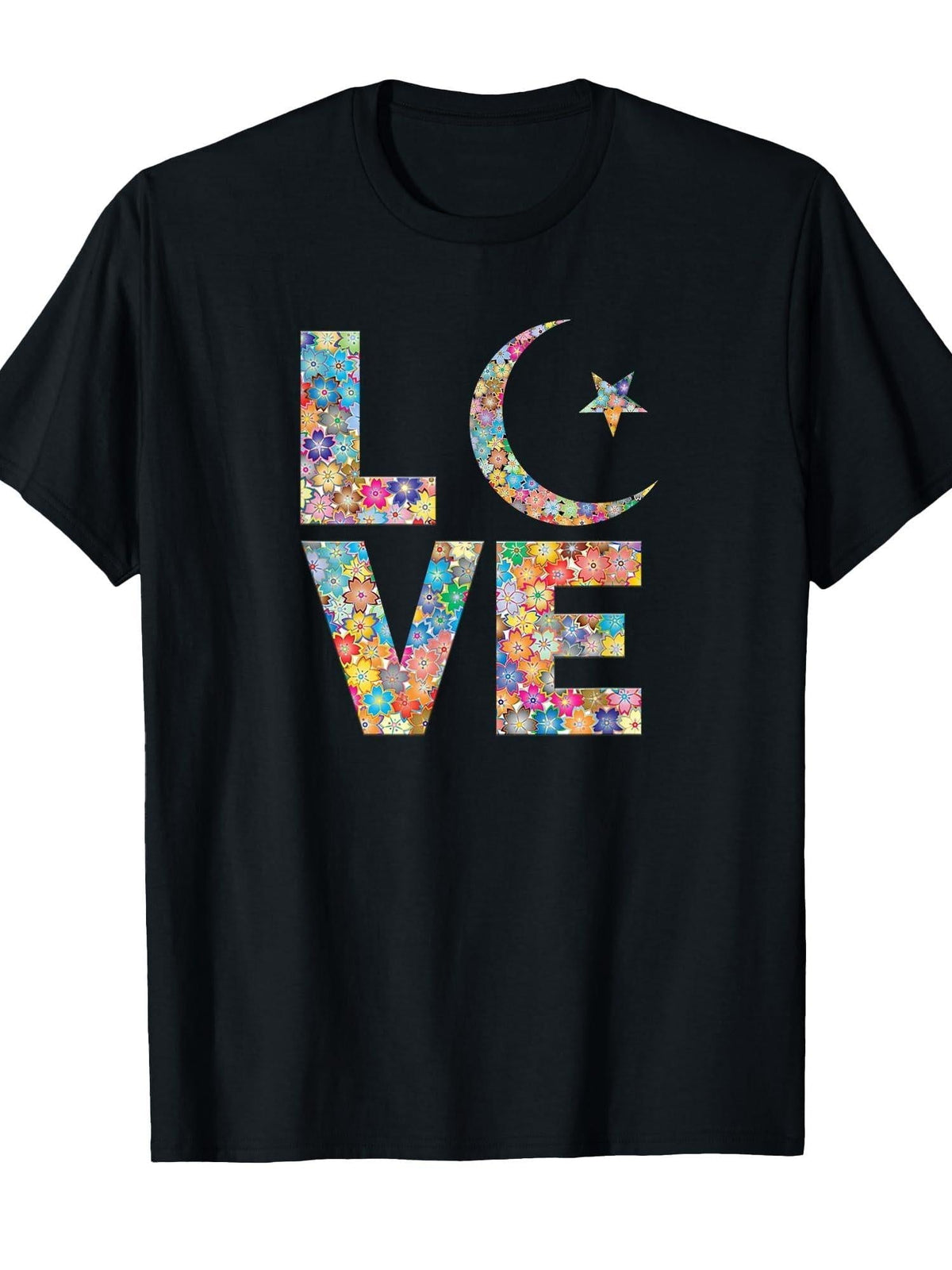 Flowers Muslim girl woman Gift Ramadan Islamic Muslima moon T-Shirt Ramadan 180gsm Cotton Round Neck Short Sleeve Men Casual T-Shirt
