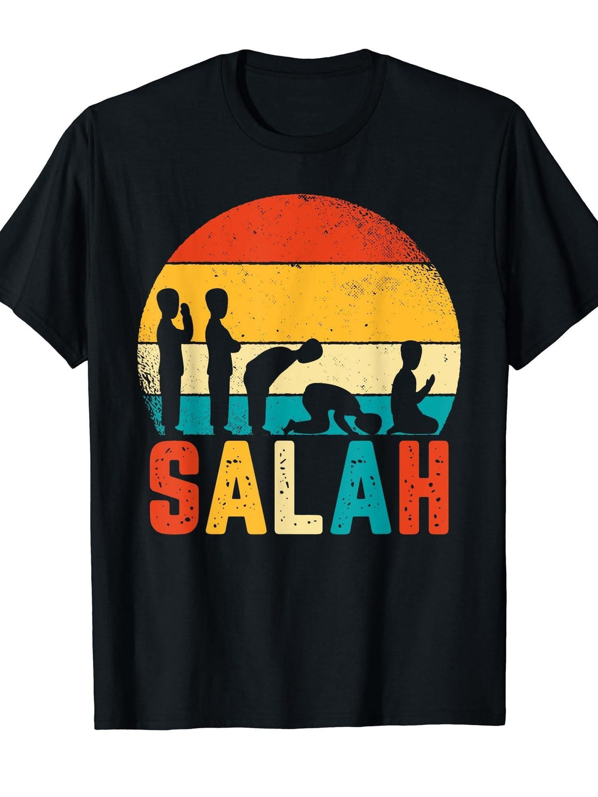 Ramadan Kareem Salah - Retro Style Islamic Prayer Ramadan T-Shirt Ramadan 180gsm Cotton Round Neck Short Sleeve Men Casual T-Shirt