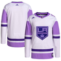 Men's Los Angeles Kings White/Purple Hockey Fights Cancer Primegreen Authentic Blank Practice Jersey1