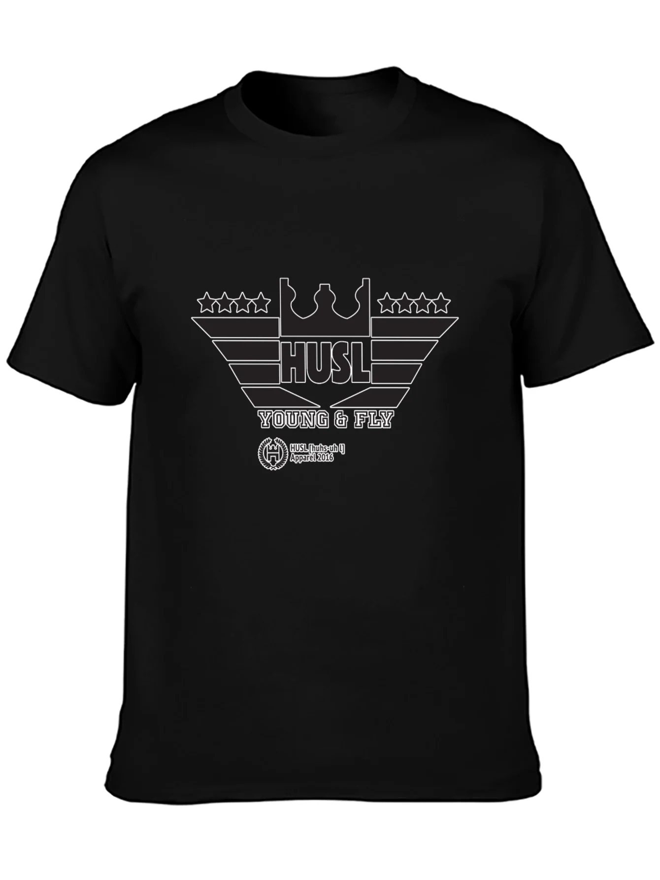 Hustl Young & Fly Black Graphic T-Shirt