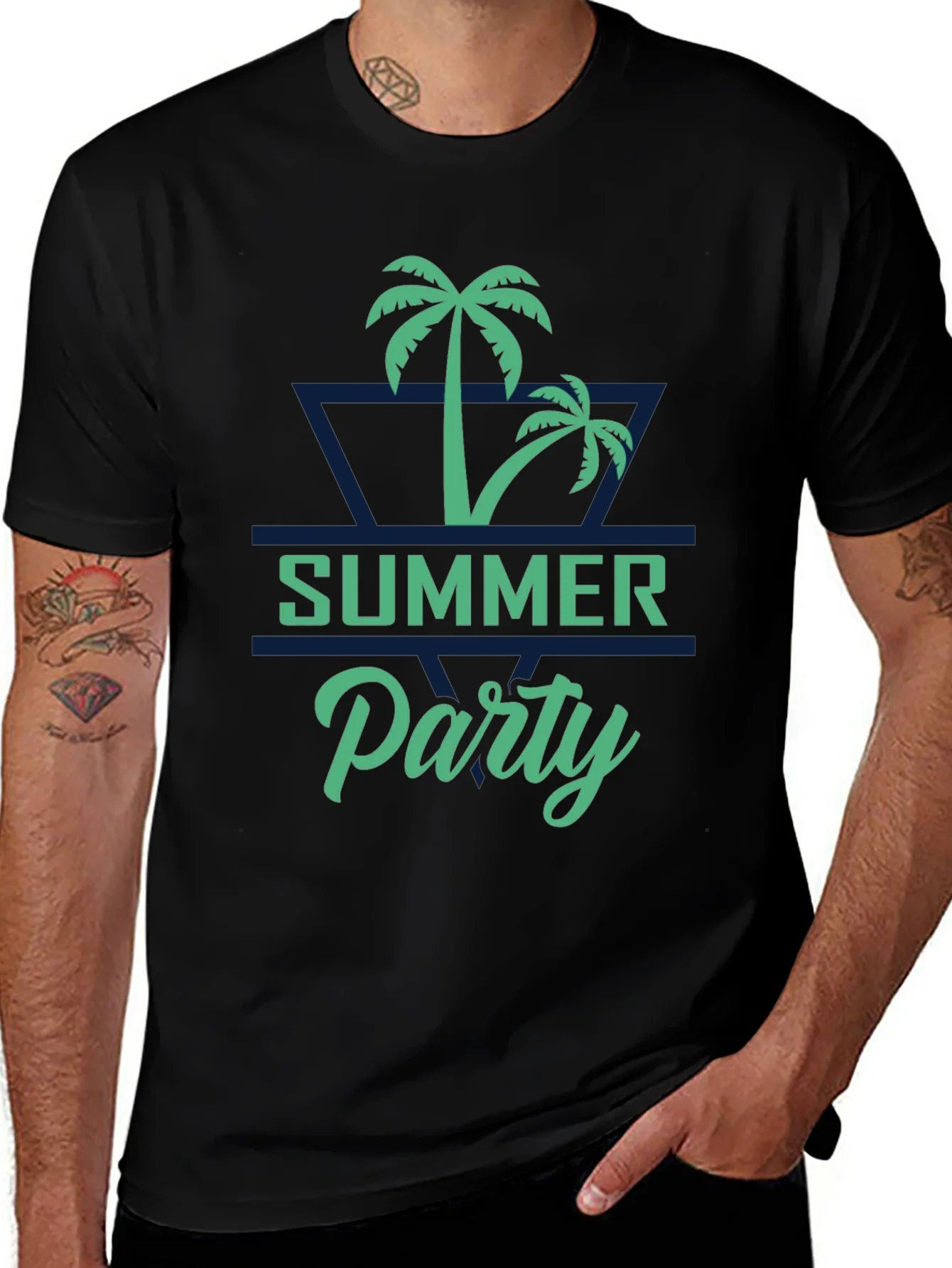 Summer Party Palm Tree Graphic T-Shirt