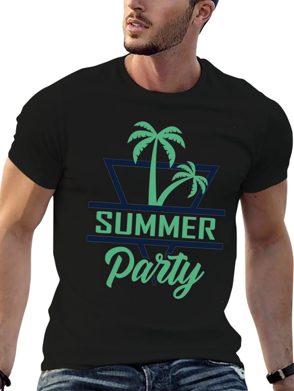 Summer Party Palm Tree Graphic T-Shirt