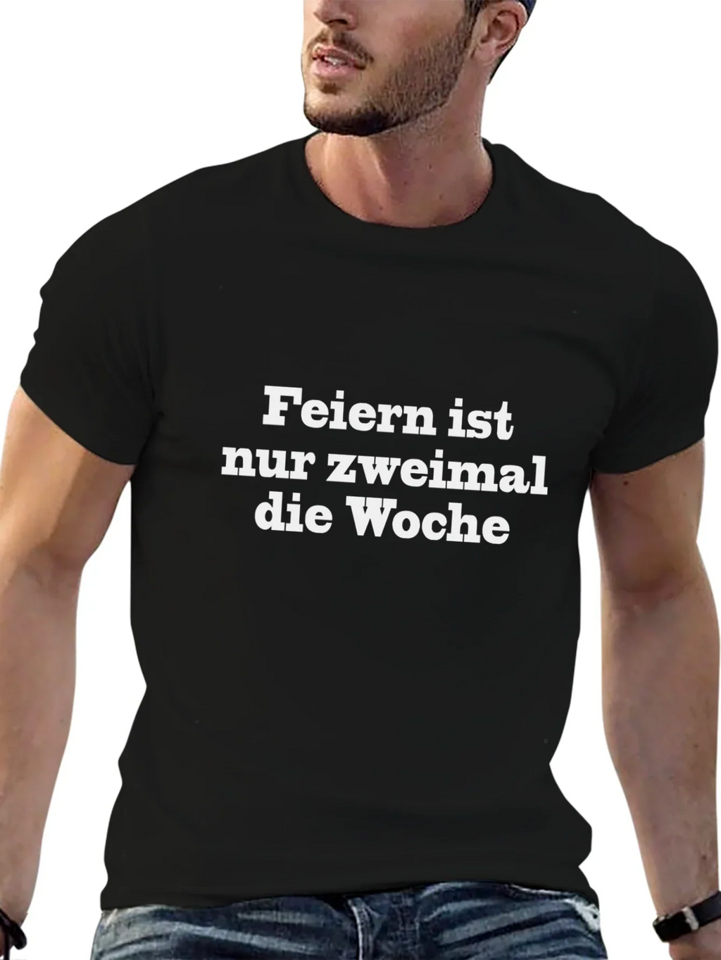 Feiern Ist Nur Zweimal T-Shirt - Black Crew Neck