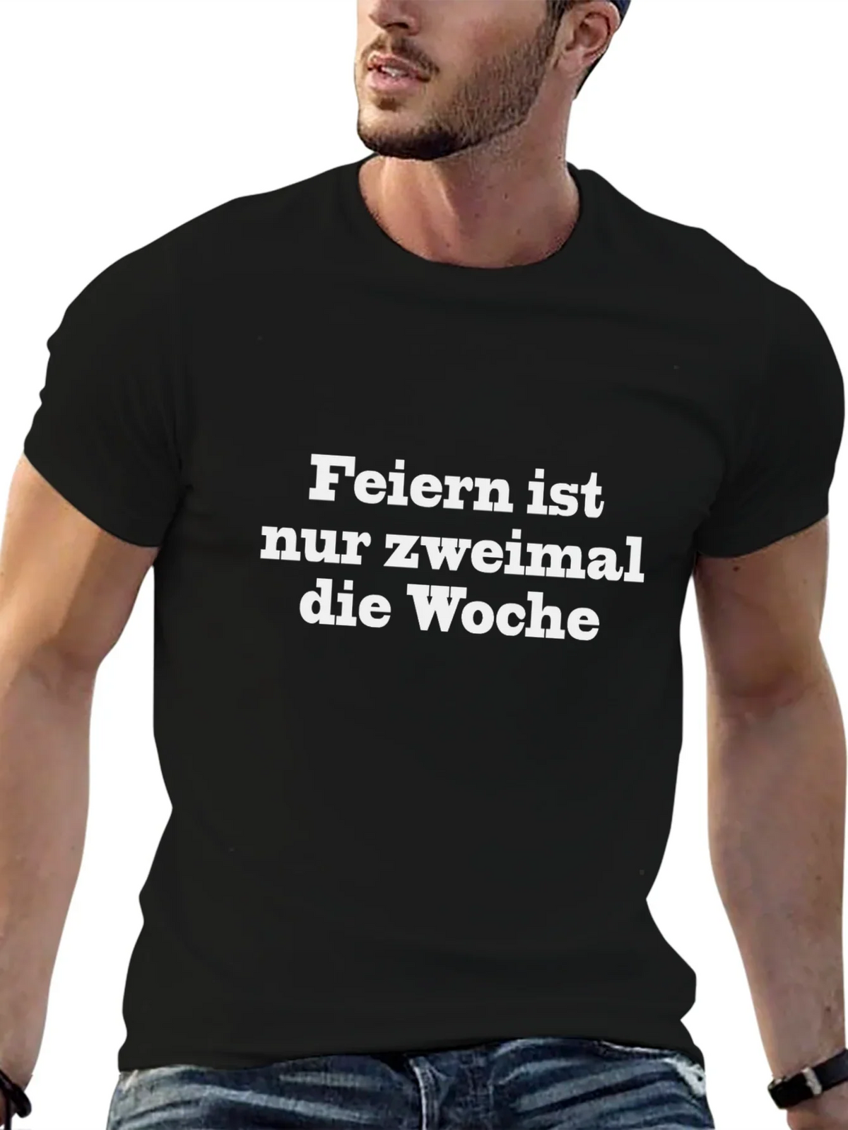 Feiern Ist Nur Zweimal T-Shirt - Black Crew Neck
