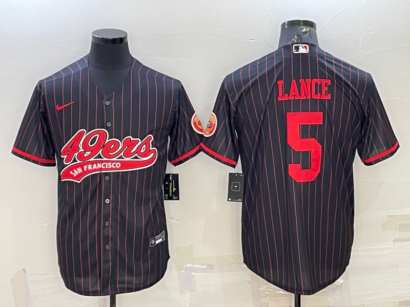 Men's San Francisco 49ers Trey Lance #5 Black Player Jersey1 Joint Edition