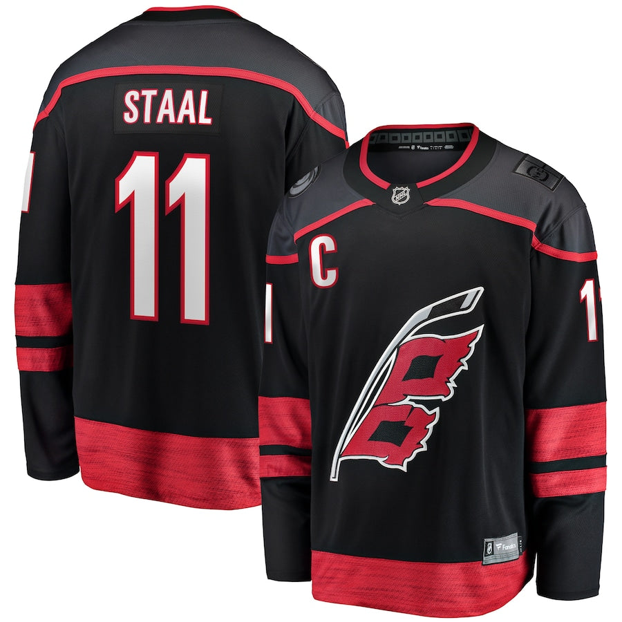 Jordan Staal Carolina Hurricanes   Home Captain Patch Breakaway  Jersey - Black