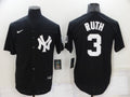 Men's New York Yankees Babe Ruth #3 Black Replica Baseball Jersey1