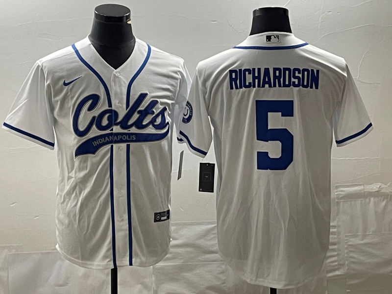 Men's Indianapolis Colts Anthony Richardson #5 White Game Jersey1 Joint Edition