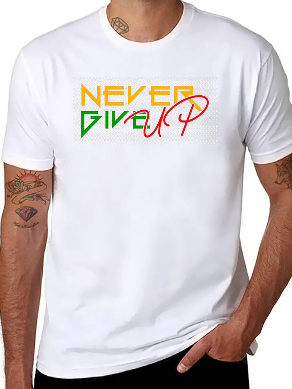 Never Give Up Black T-Shirt