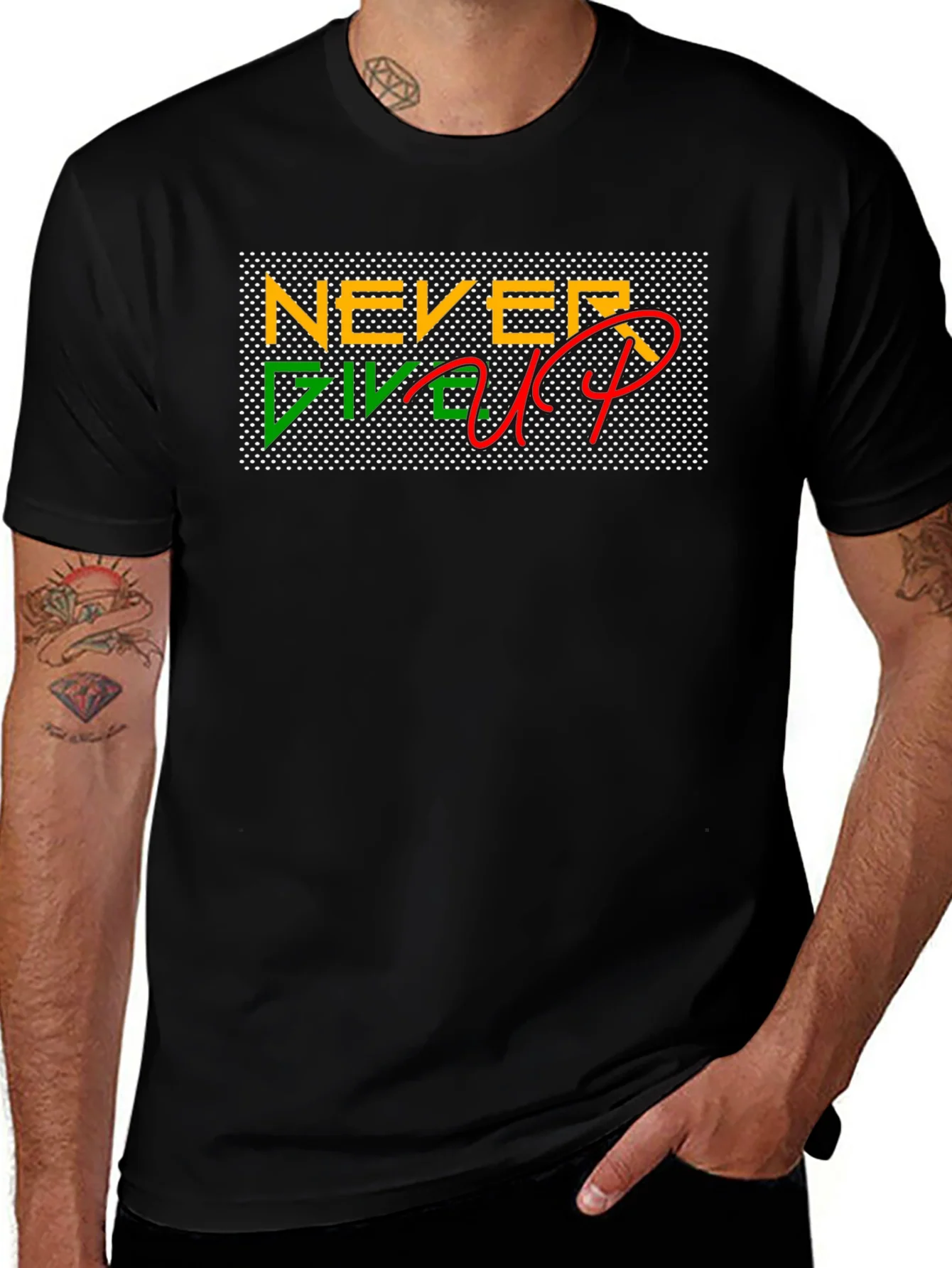 Never Give Up Black T-Shirt