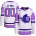 Men's Ottawa Senators White/Purple Hockey Fights Cancer Custom Jersey1