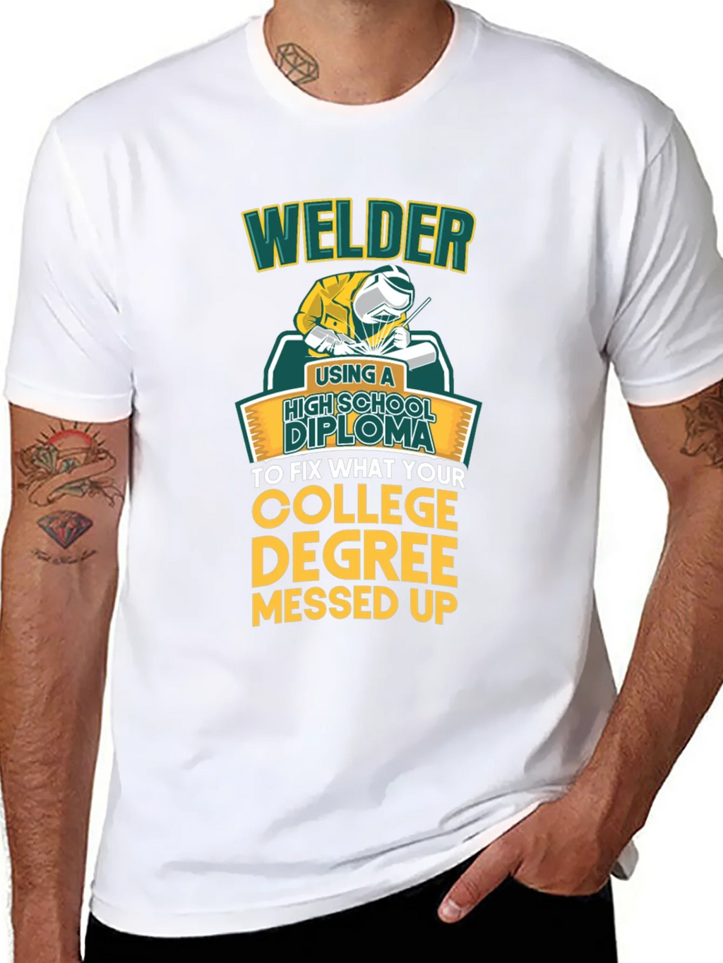 Welder High School Diploma Funny Black T-Shirt
