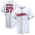 #57 Shane Bieber Player C.Guardians White Replica Game Baseball Jerseys