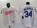 Men's Los Angeles Dodgers Fernando Valenzuela #34 White Limited Game Player Jersey1