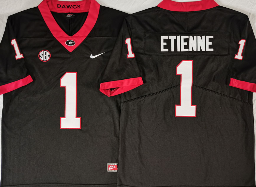 Men's Georgia Bulldogs Trevor Etienne #1 Black Game Jersey
