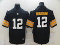 Men's Pittsburgh Steelers Terry Bradshaw #12 Black Player Game Jersey1