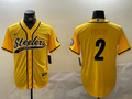 Men's Pittsburgh Steelers Justin Fields #2 Yellow Game Player Jersey1