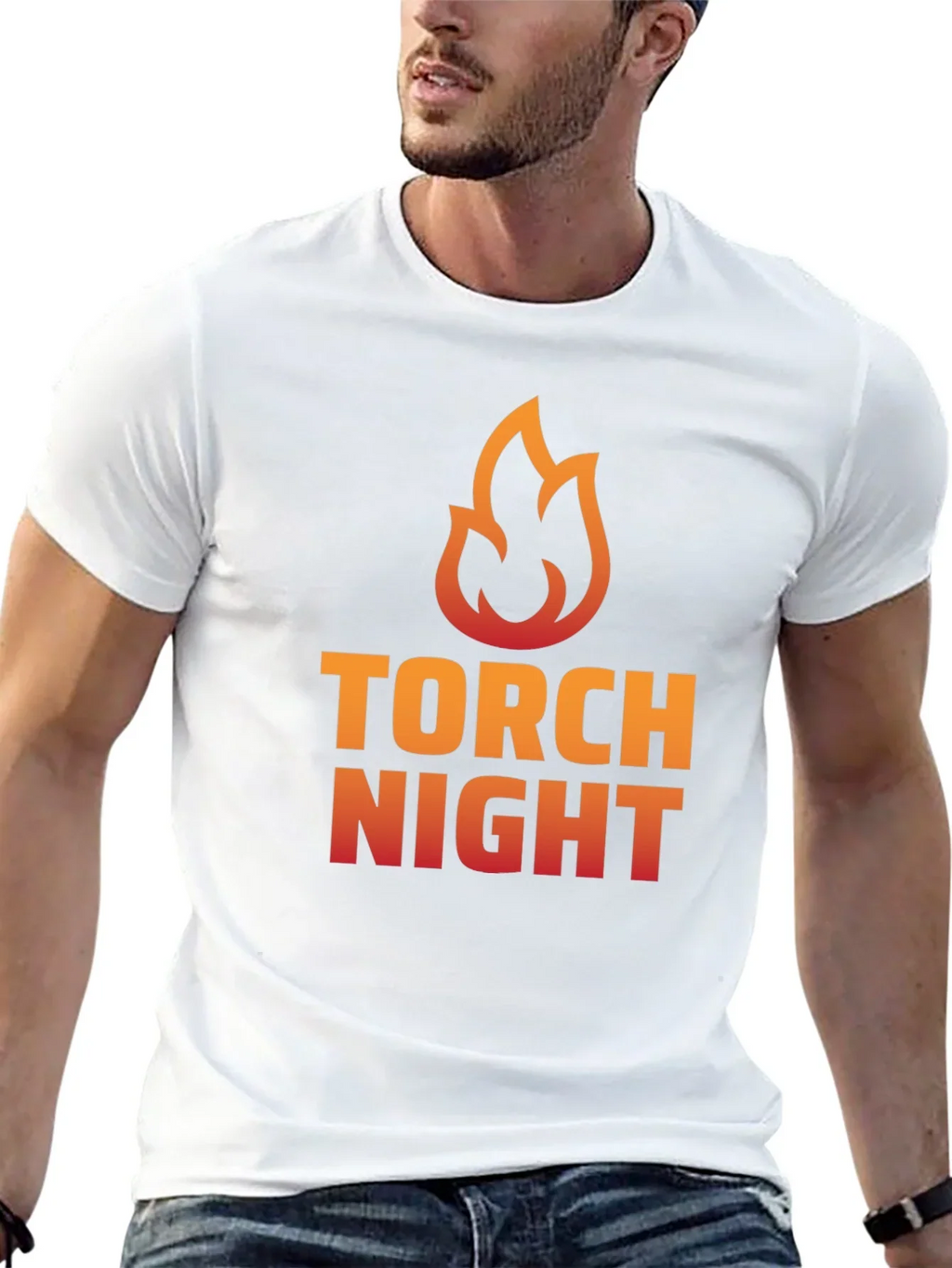 Torch Night Graphic Tee - Bold Flame Design