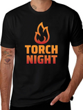 Torch Night Graphic Tee - Bold Flame Design