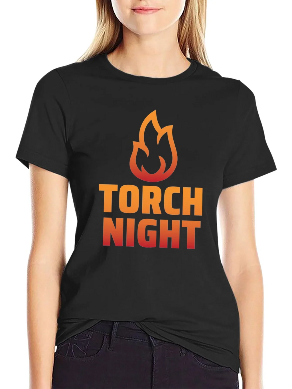 Torch Night Graphic Tee - Bold Flame Design