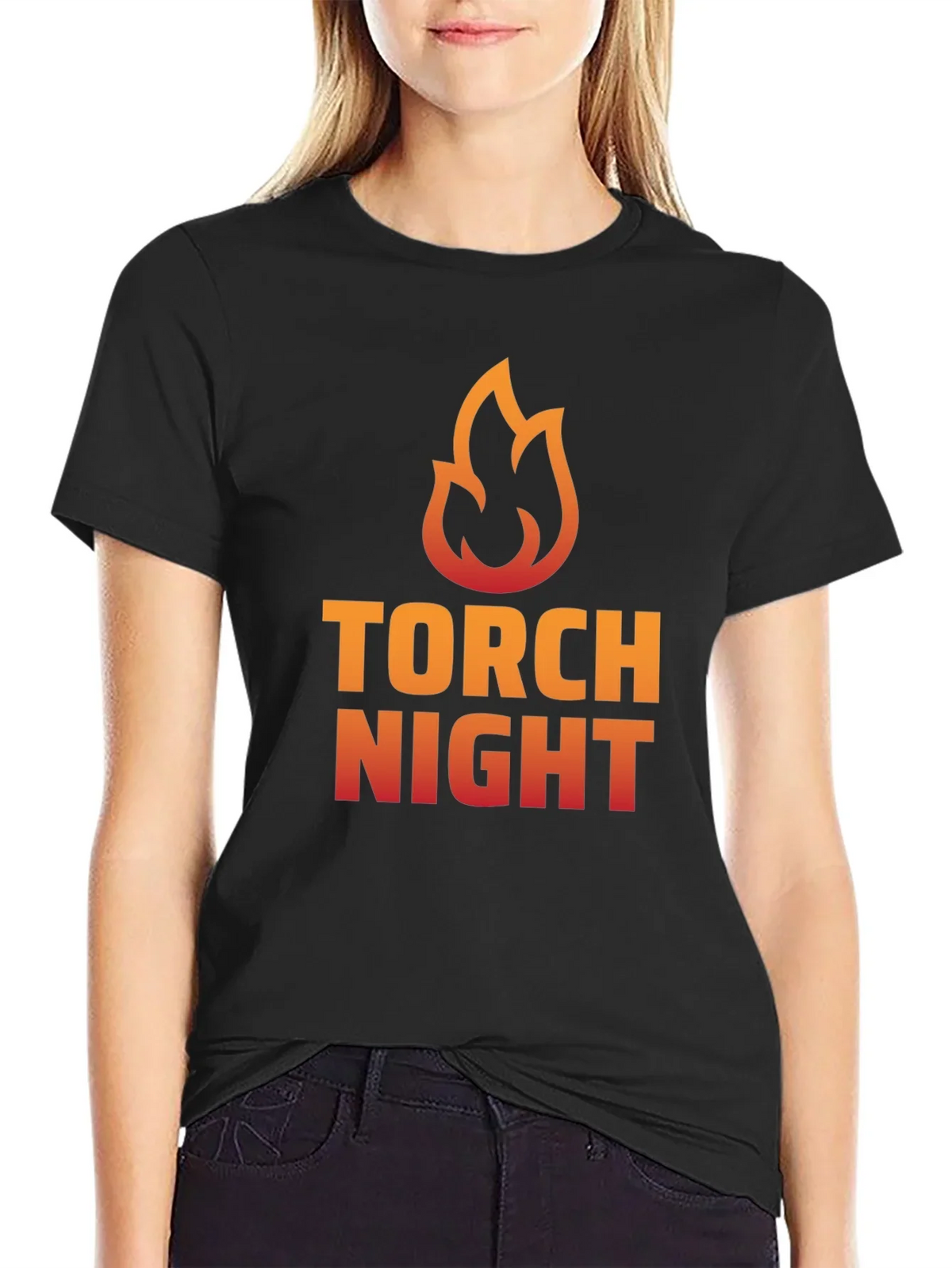 Torch Night Graphic Tee - Bold Flame Design