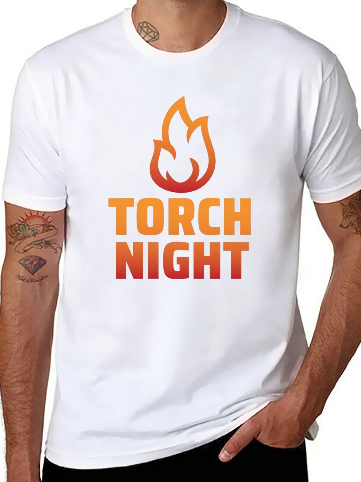 Torch Night Graphic Tee - Bold Flame Design