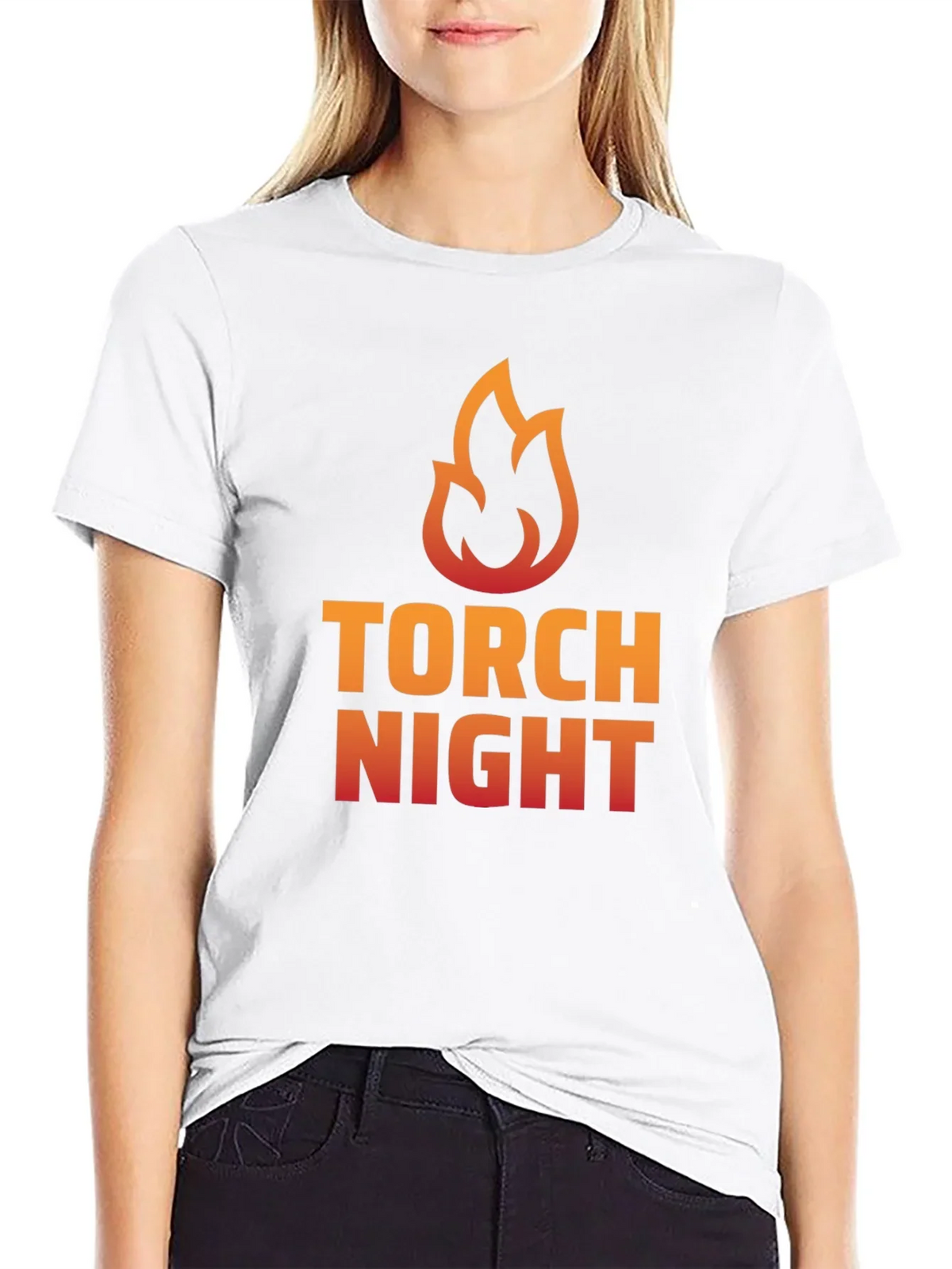 Torch Night Graphic Tee - Bold Flame Design