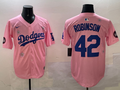 Men's Los Angeles Dodgers Jackie Robinson #42 Pink Alternate Replica Player Jersey1