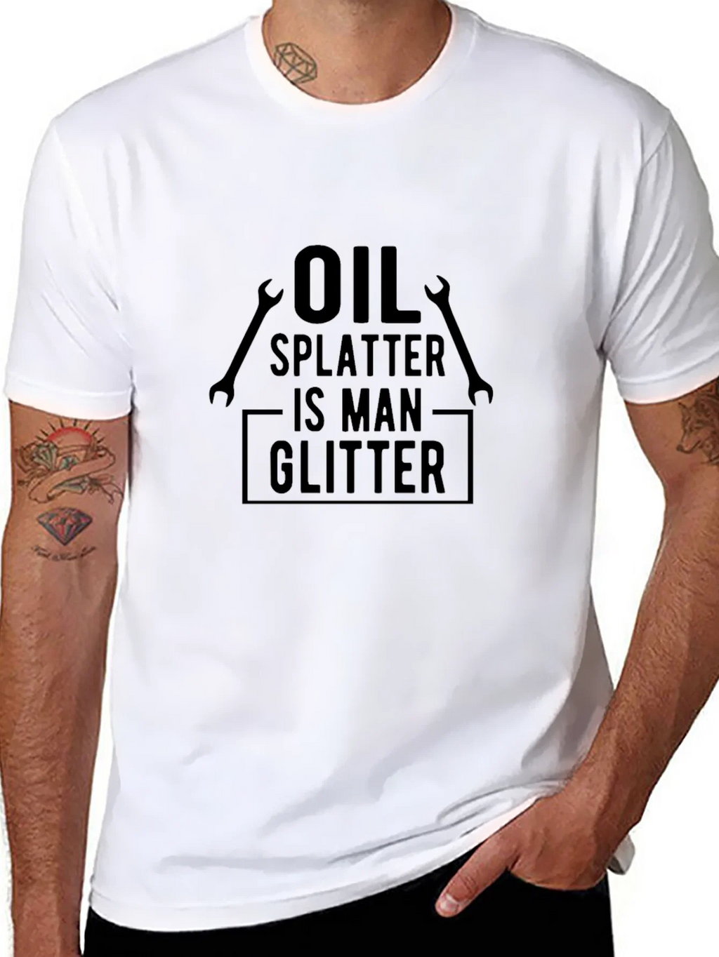 Oil Splatter is Man Glitter Graphic Tee