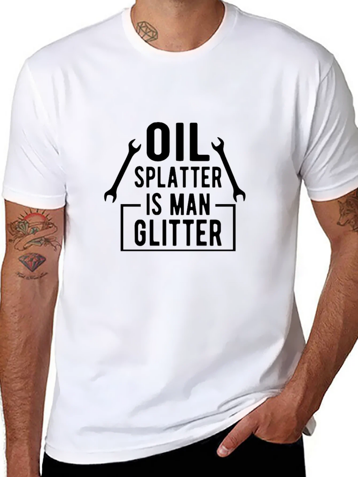 Oil Splatter is Man Glitter Graphic Tee