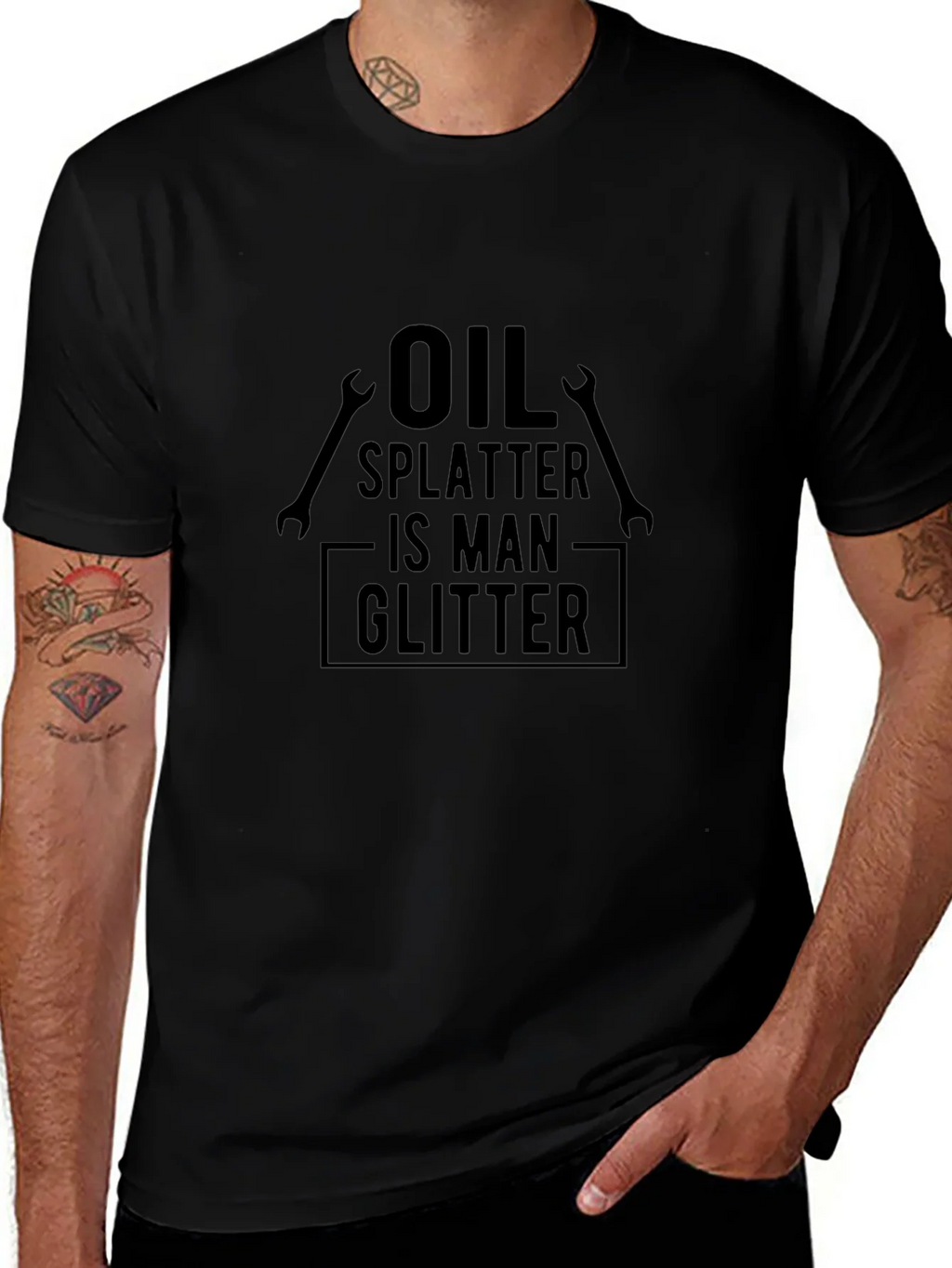 Oil Splatter is Man Glitter Graphic Tee