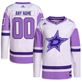 Men's Dallas Stars White/Purple Hockey Fights Cancer Primegreen Authentic Custom Jersey1