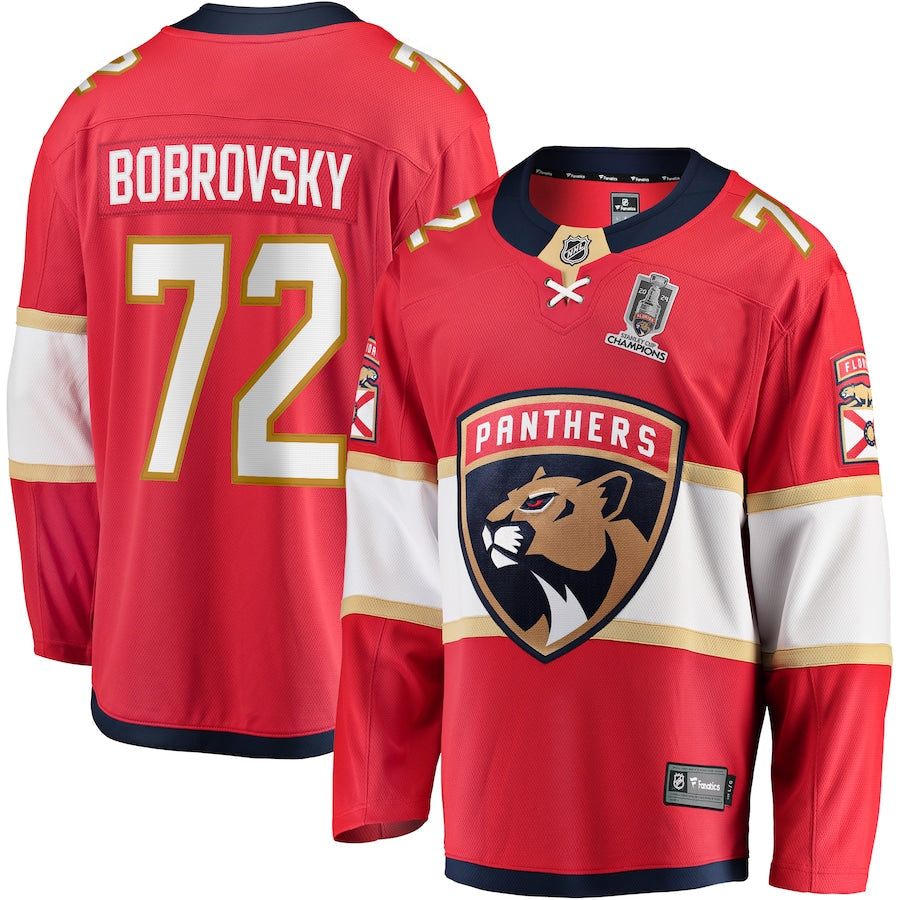 Sergei Bobrovsky Florida Panthers   Home 2024 Stanley Cup Champions Breakaway  Jersey ��������������������������������������������������������������������������������� Red