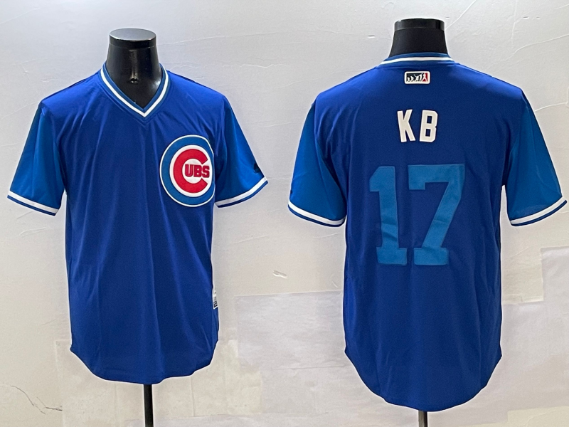 Men's Chicago Cubs Kris Bryant #17 Royal Replica Player Jersey1