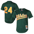 Athletics #24 Rickey Henderson Player  Green 1998 Cooperstown Mesh Batting Practice Jerseys