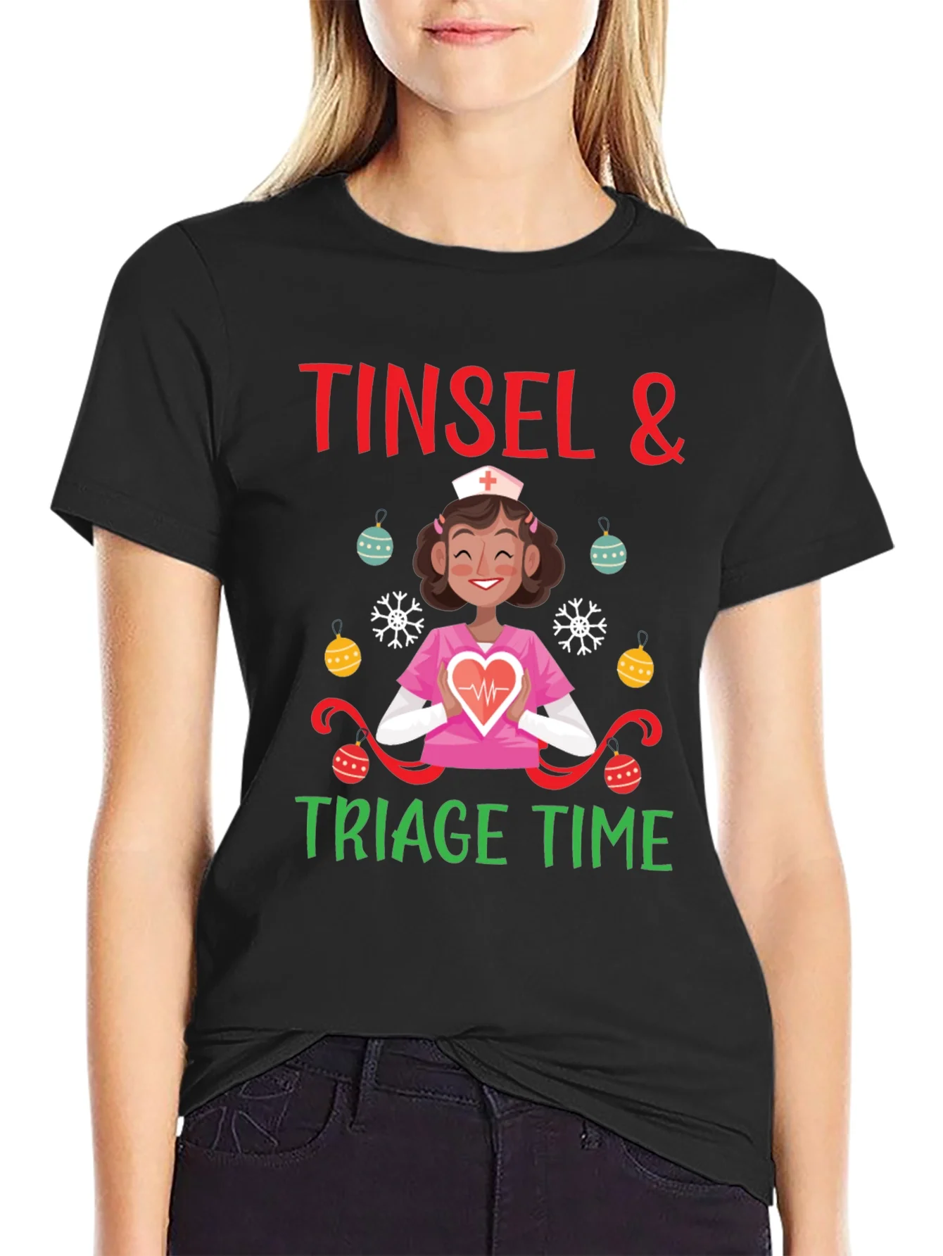 Tinsel & Triage Time Holiday Nurse T-Shirt