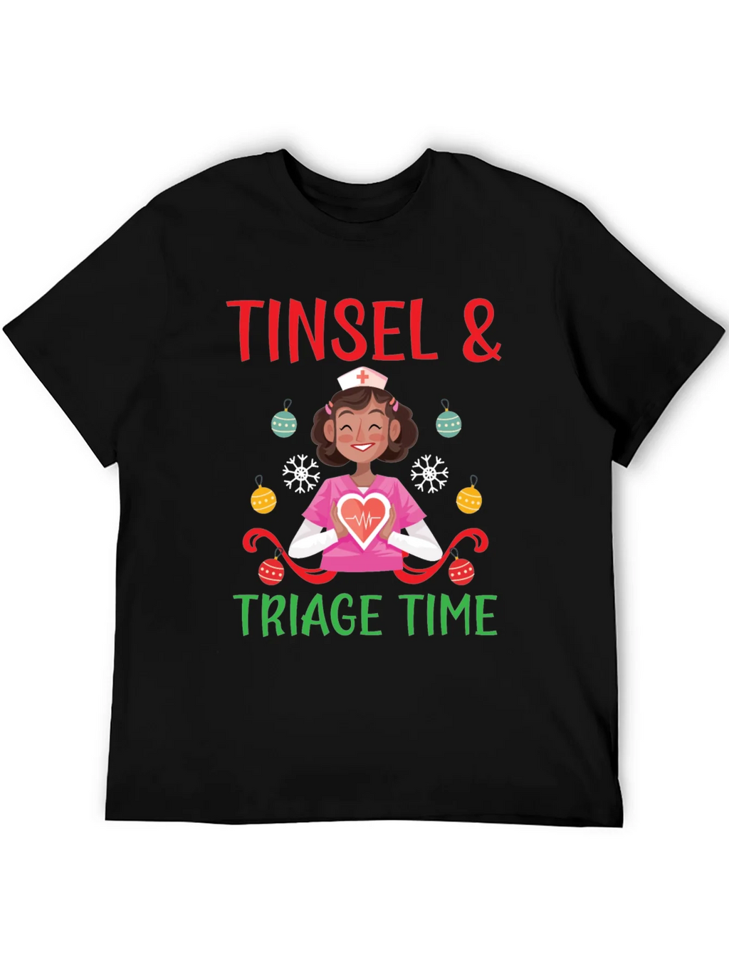 Tinsel & Triage Time Holiday Nurse T-Shirt