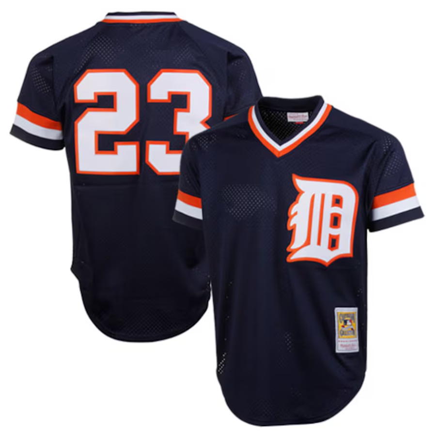 D.Tigers #23 Kirk Gibson Player  Navy 1984 Authentic Cooperstown Collection Mesh Batting Practice Baseball Jerseys