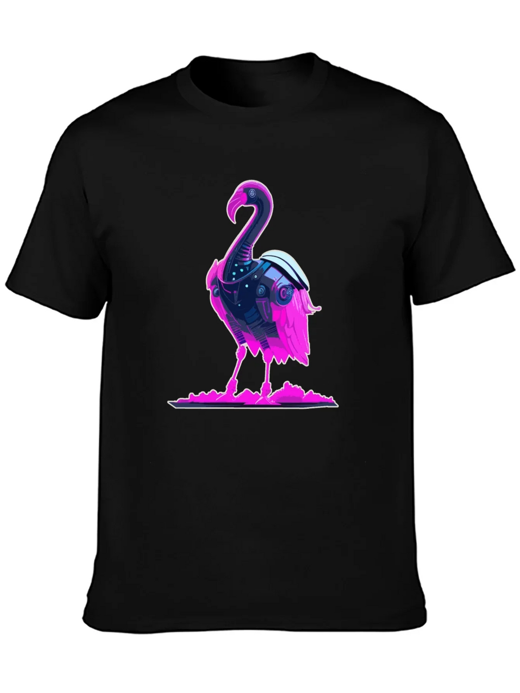 Cyberpunk Flamingo Graphic Tee - Cool Novelty T-Shirt