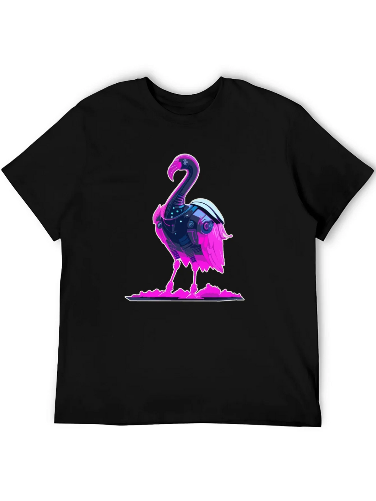 Cyberpunk Flamingo Graphic Tee - Cool Novelty T-Shirt