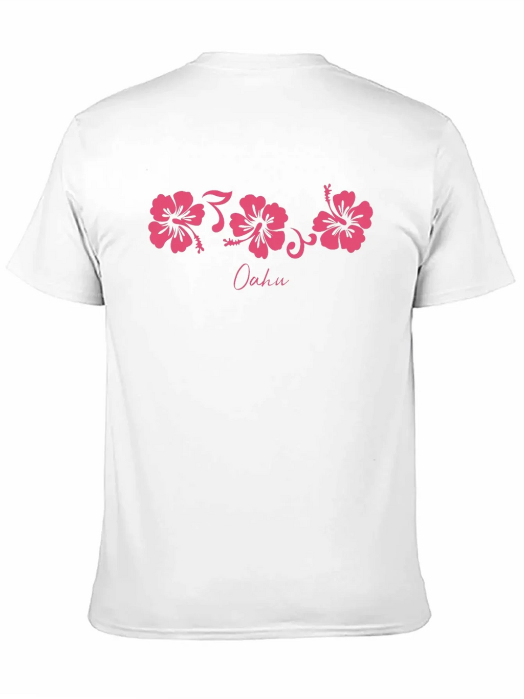 Oahu Pink Hibiscus Flower Graphic Black T-Shirt