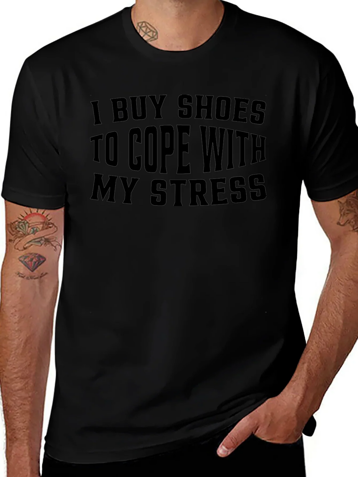 Funny Stress Relief T-Shirt - I Buy Shoes to Cope