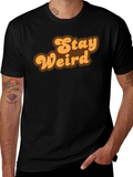 Stay Weird Retro Graphic Tee - Black