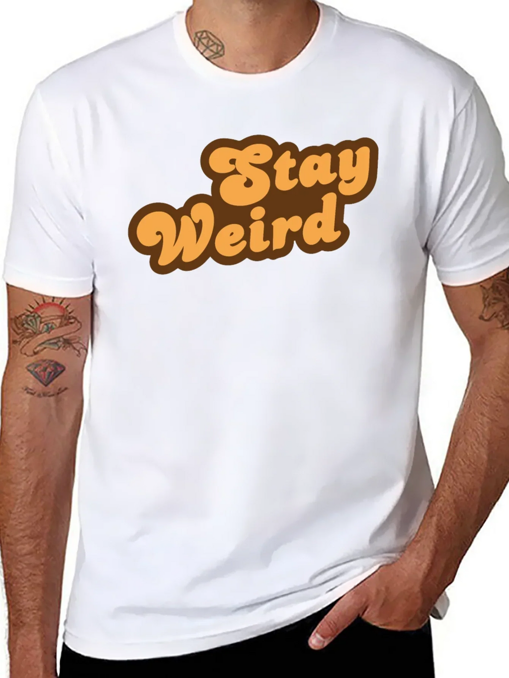 Stay Weird Retro Graphic Tee - Black